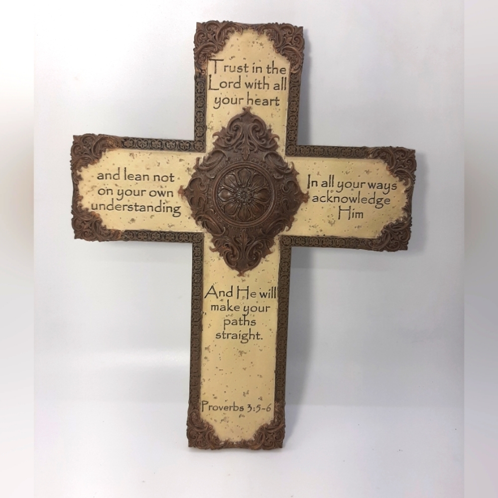 Ornate Christian Proverbs Cross Wall Hanging Home Decor